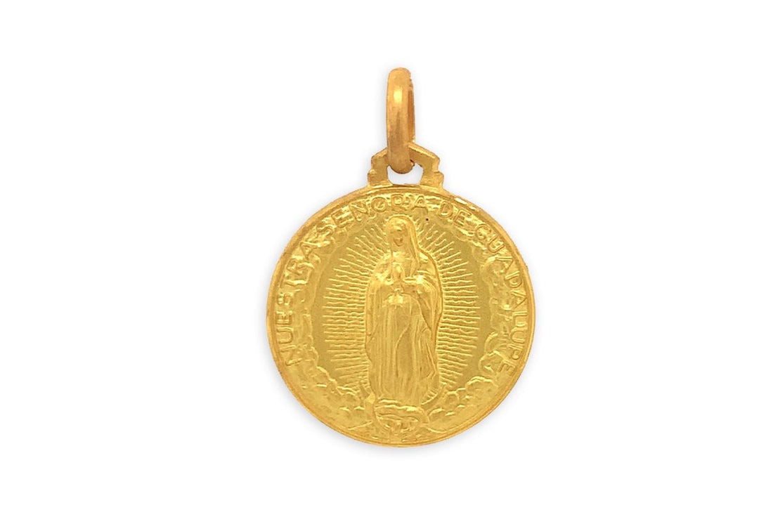 Medal 18kt Solid Gold Lady of Guadalupe Pendant - Diamond Tales Fine Jewelry