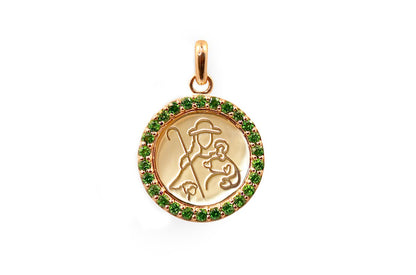 Medal Divine Shepherdes | Divina Pastora Gold &amp; Green Garnets - Diamond Tales Fine Jewelry