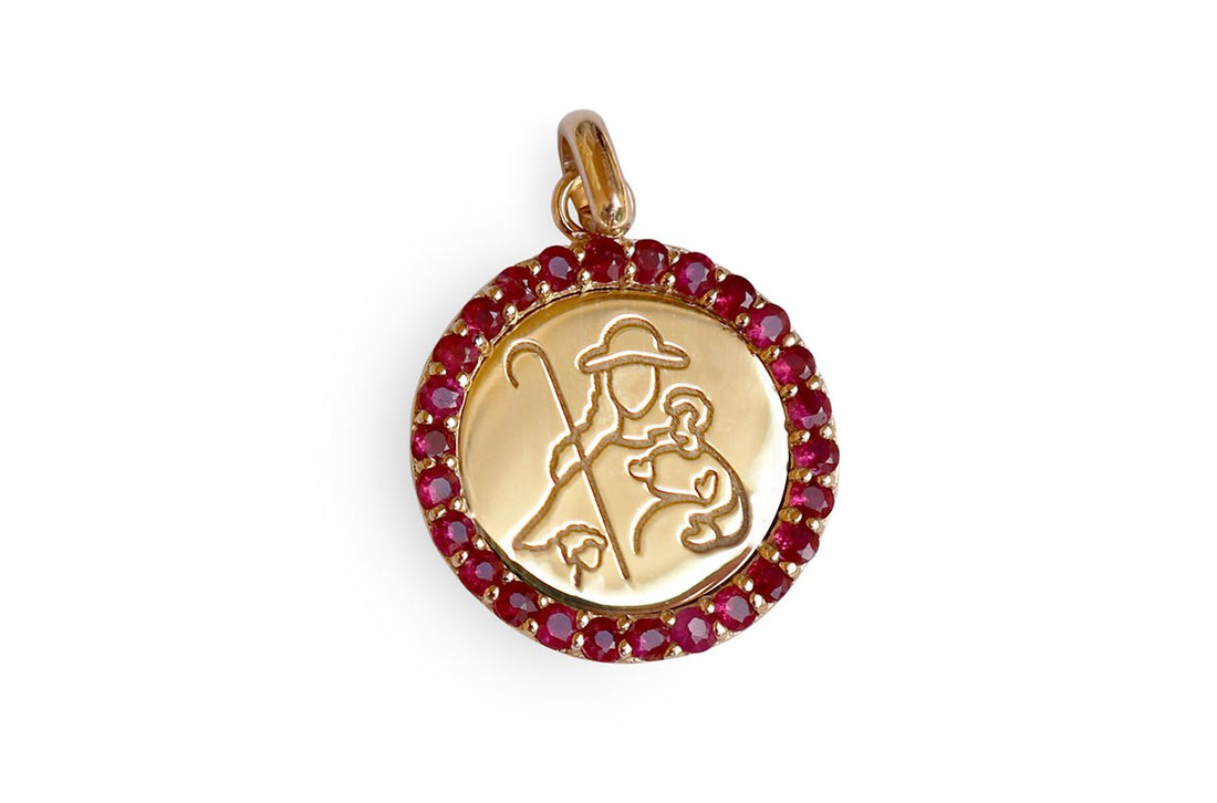 Medal Divine Shepherdes | Divina Pastora Gold &amp; Ruby - Diamond Tales Fine Jewelry