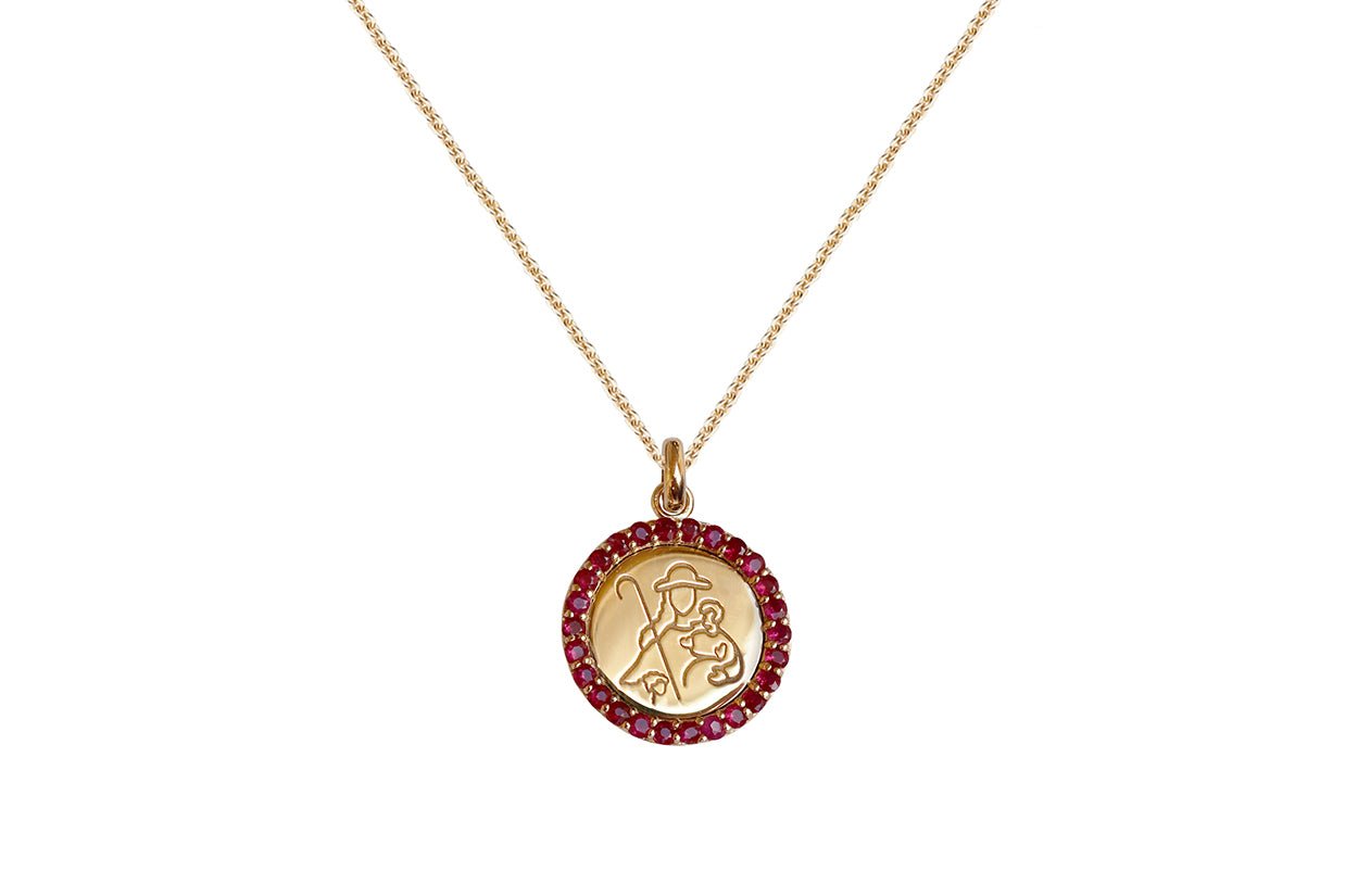 Medal Divine Shepherdes | Divina Pastora Gold &amp; Ruby - Diamond Tales Fine Jewelry