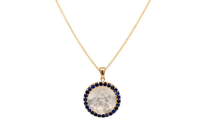 Medal Mother of Pearl Miraculous | Milagrosa 14kt Gold &amp; Gemstones - Diamond Tales Fine Jewelry