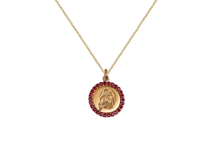 Medal Our Lady of Mount Carmen | Virgen del Carmen Gold &amp; Ruby - Diamond Tales Fine Jewelry