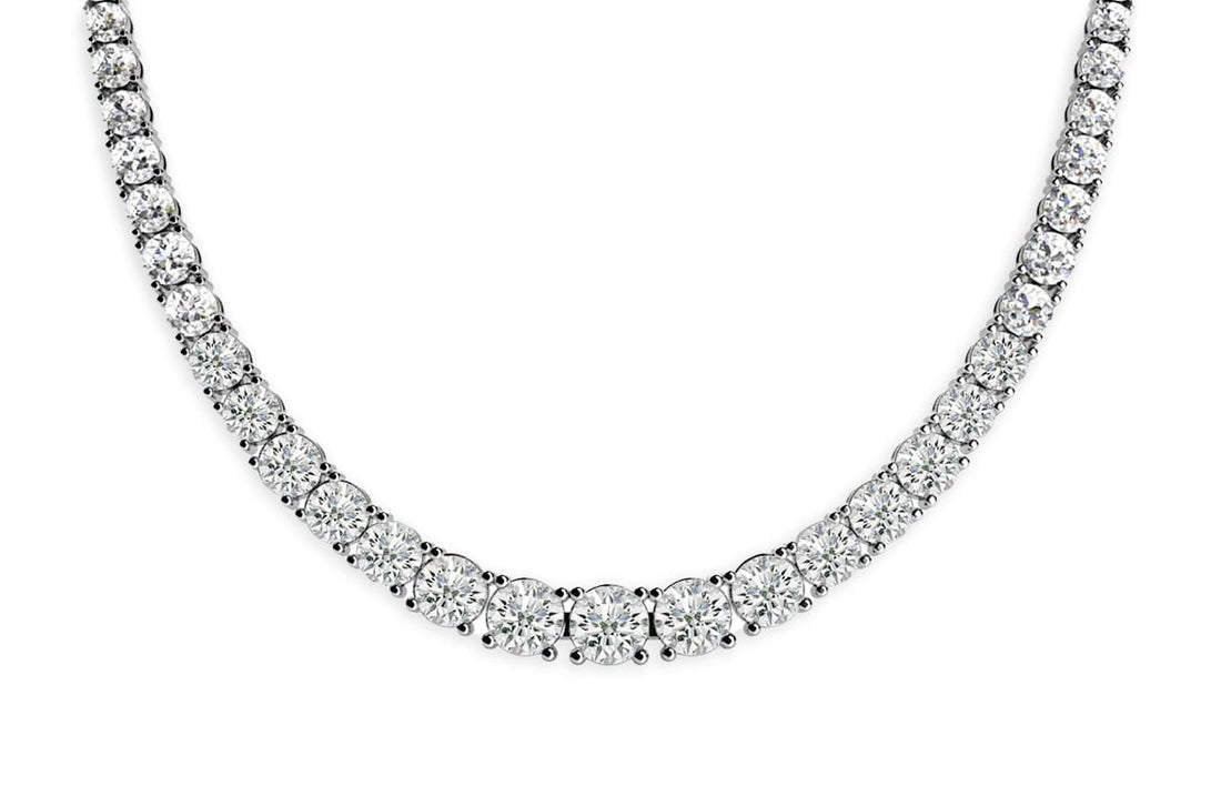 Necklace 14kt Gold Round Diamonds Tennis 7.48 cts - Diamond Tales Fine Jewelry