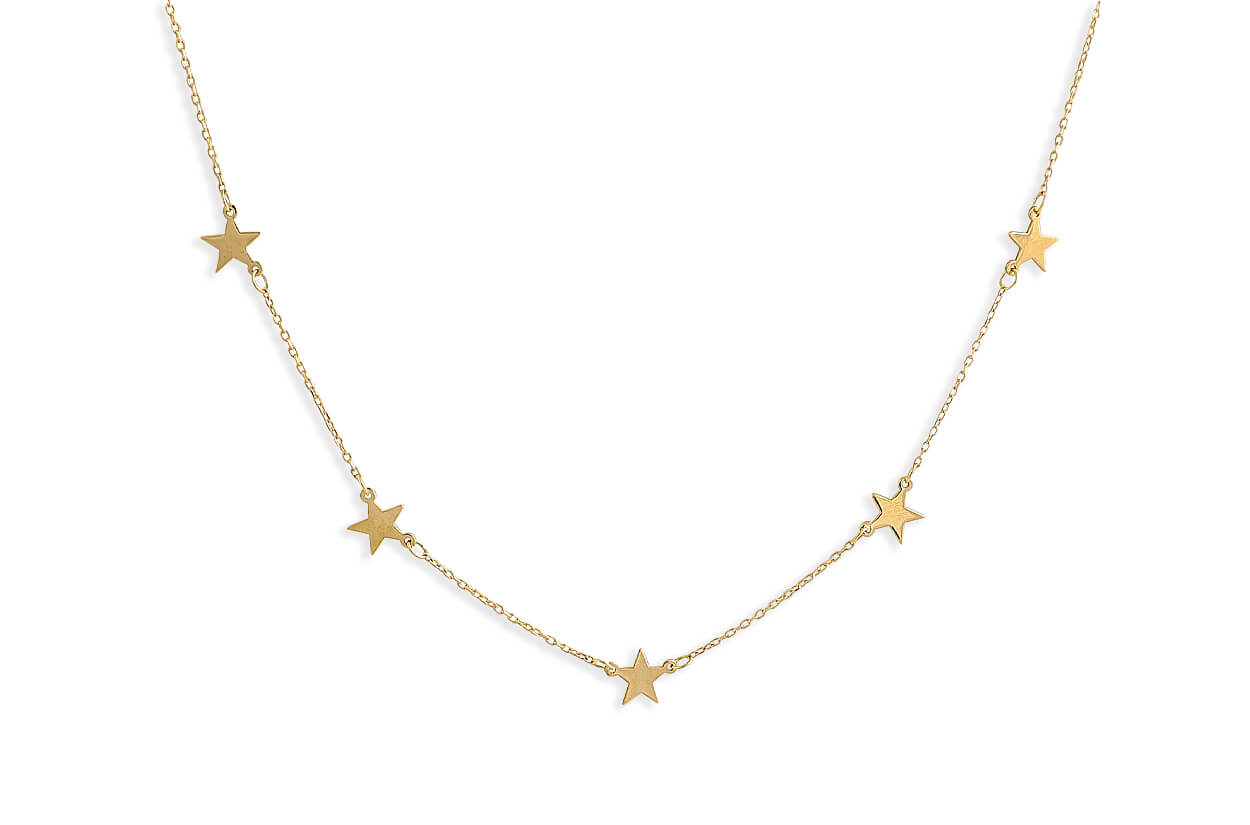 Necklace 14kt Gold &amp; Solid Plain Stars - Diamond Tales Fine Jewelry