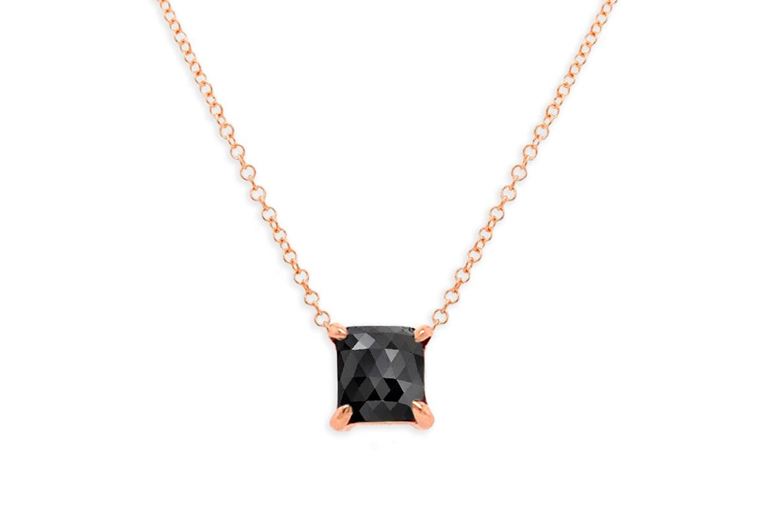 Necklace 18kt Gold 1.02 cts Cushion Black Diamond - Diamond Tales Fine Jewelry