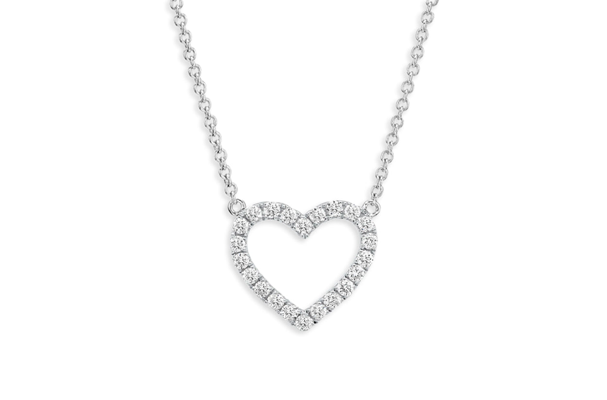 Necklace 18kt Gold Open Heart with Diamonds - Diamond Tales Fine Jewelry