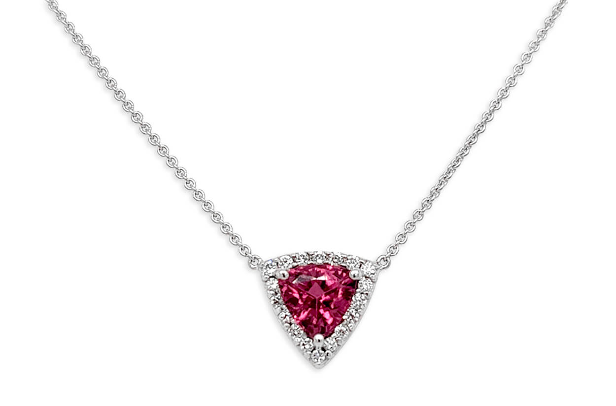 Necklace 18kt Gold Trillion cut Tourmaline &amp; Pave Diamonds - Diamond Tales Fine Jewelry