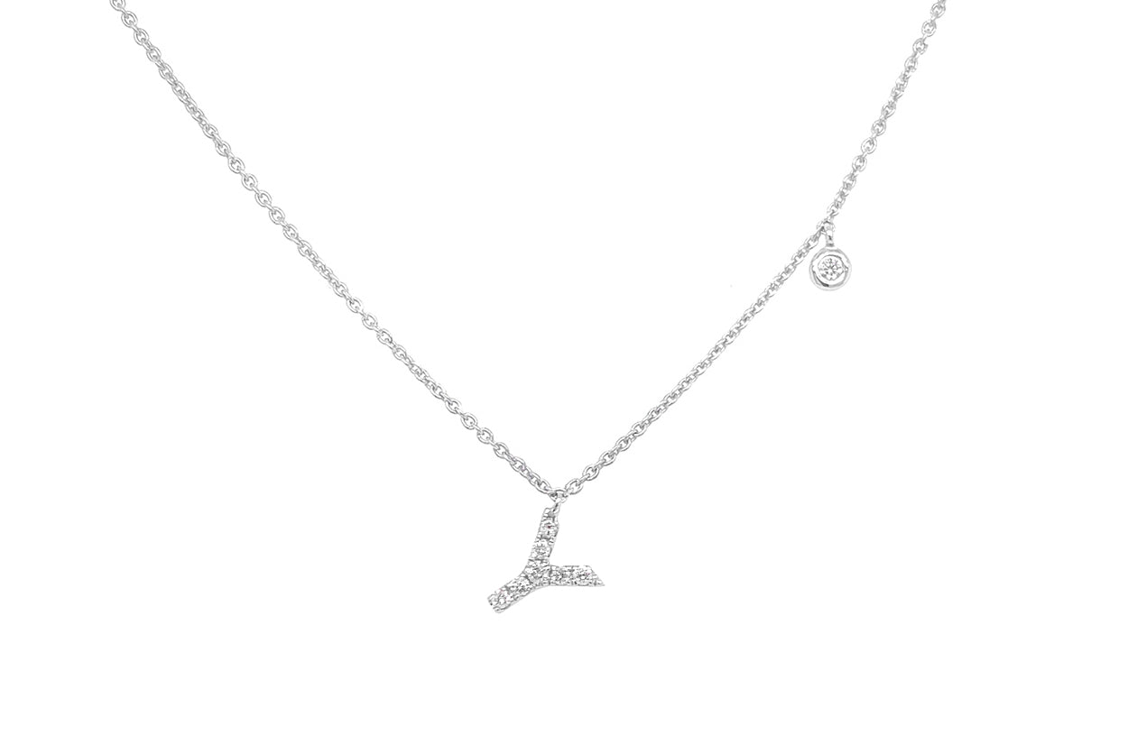 Necklace Initial Letter Y White Gold with Diamond - Diamond Tales Fine Jewelry