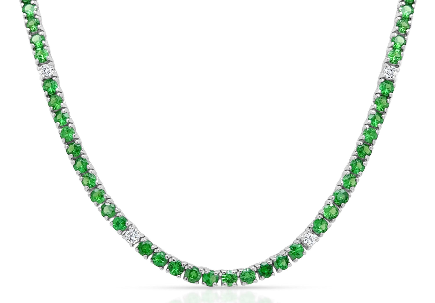 18k Gold Round Tsavorites and Diamonds Tennis