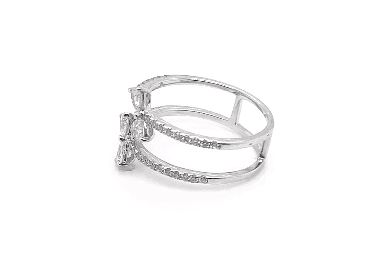 Ring 14kt White Gold &amp; Ribbon Pear Diamonds - Diamond Tales Fine Jewelry