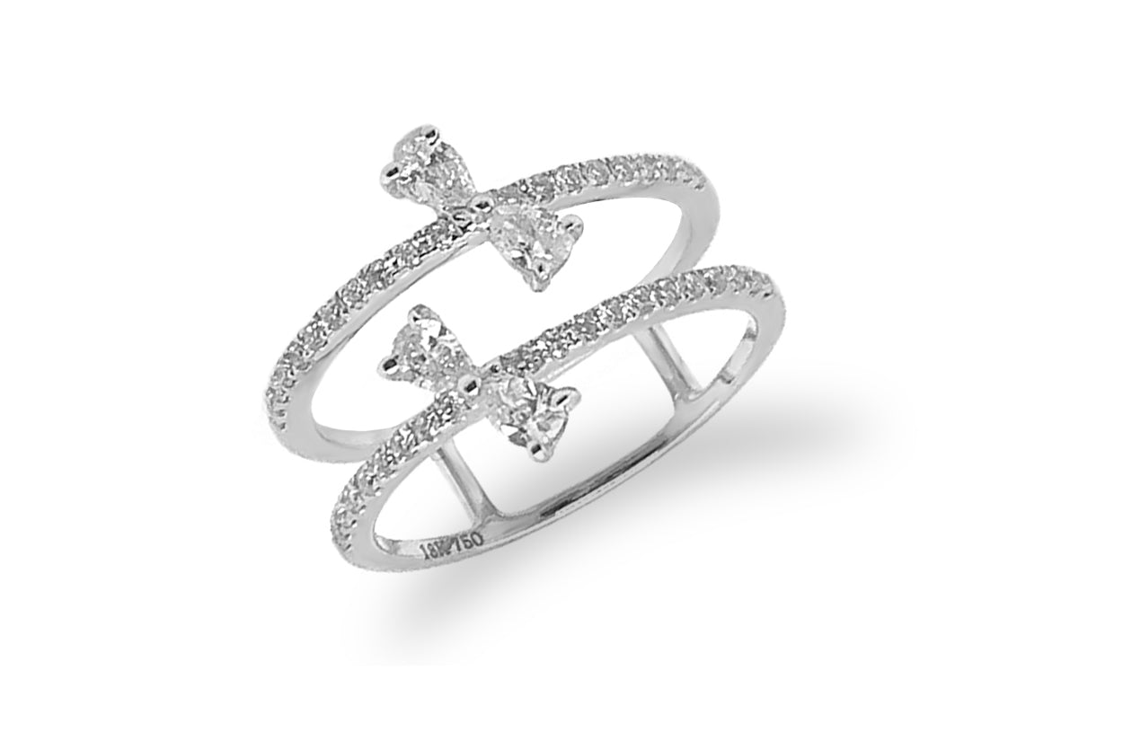 Ring 14kt White Gold &amp; Ribbon Pear Diamonds - Diamond Tales Fine Jewelry