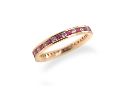 Ring 14kt Yellow Gold Eternity Ring Rubies and Diamonds - Diamond Tales Fine Jewelry