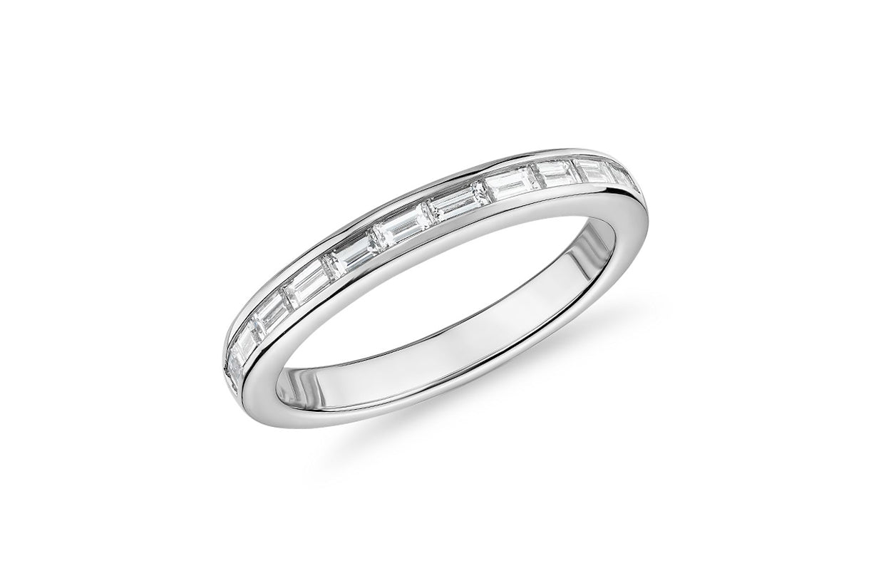 Ring 18kt White Gold Half Baguettes Band - Diamond Tales Fine Jewelry