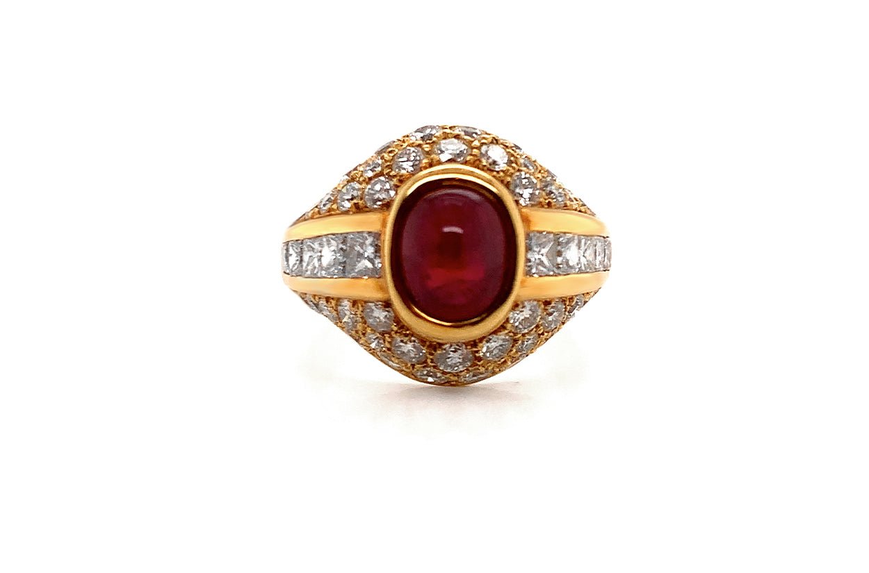 Ring 18kt Yellow Gold Ruby &amp; Diamonds - Diamond Tales Fine Jewelry