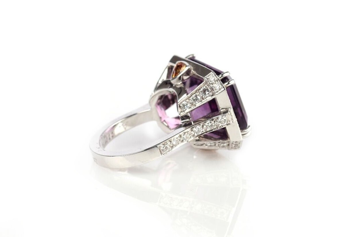 Ring Amethyst with Orange Sapphire &amp; Diamonds - Diamond Tales Fine Jewelry