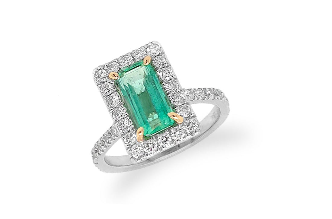 Ring Colombian Large Emerald Extra Quality &amp; Diamonds - Diamond Tales Fine Jewelry