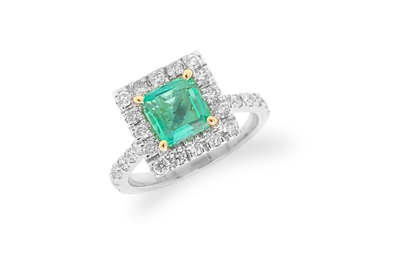 Ring Colombian Square Emerald Extra Quality &amp; Diamonds - Diamond Tales Fine Jewelry