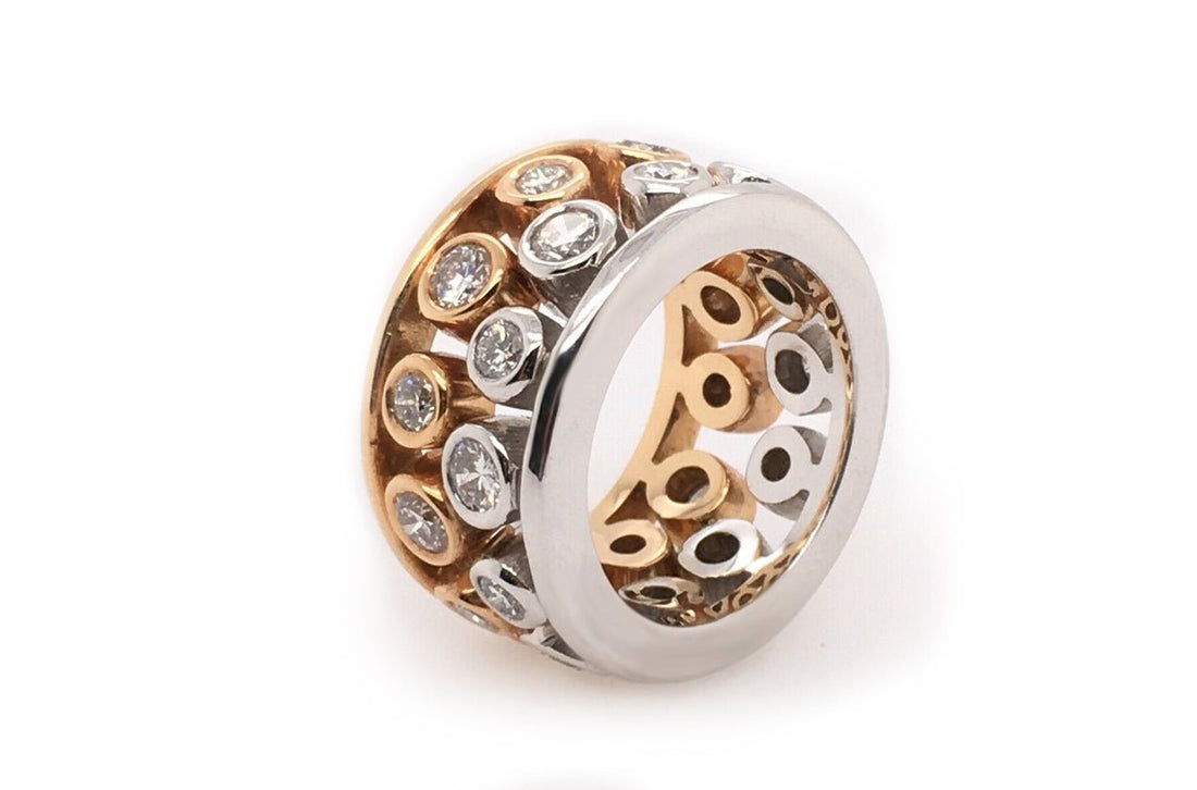 Ring Diamonds Designer Rose &amp; White Gold - Diamond Tales Fine Jewelry