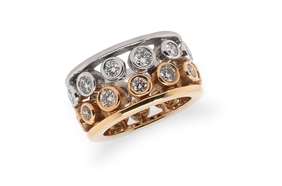 Ring Diamonds Designer Rose &amp; White Gold - Diamond Tales Fine Jewelry