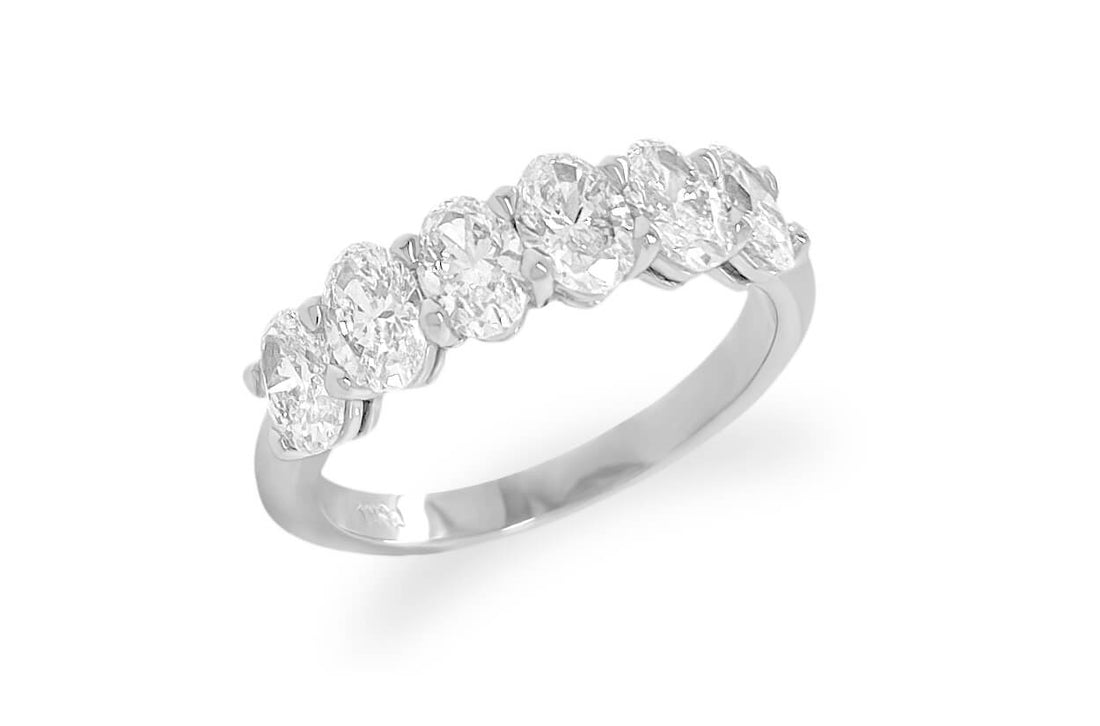 Ring Platinum 6 Oval Diamonds 1.47cts Band - Diamond Tales Fine Jewelry