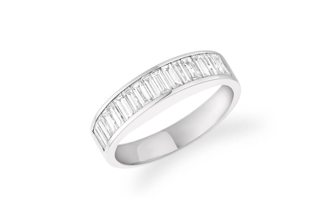 Ring Platinum Half Band Channel Setting Baguette Diamonds 1,64 cts - Diamond Tales Fine Jewelry