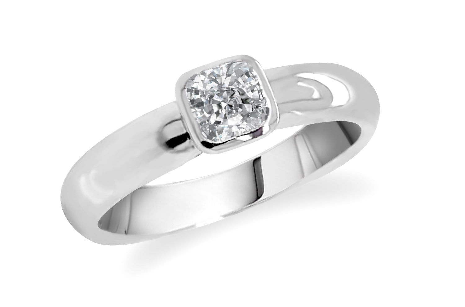 Ring Platinum Solitaire with Cushion Diamond I VS2 0.30 cts - Diamond Tales Fine Jewelry