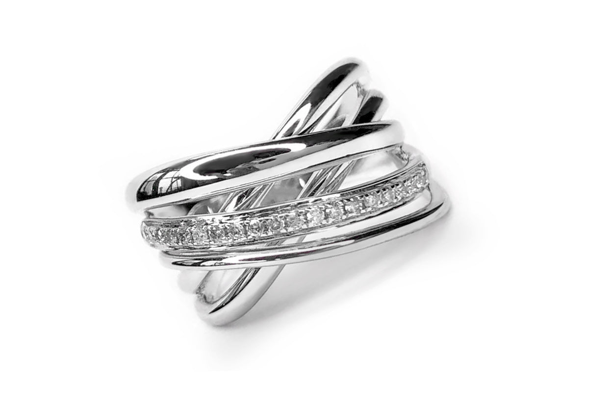 Ring Trinity Yellow &amp; White Gold with Diamonds - Diamond Tales Fine Jewelry