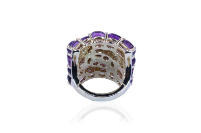 Ring Yellow Gold Amethyst &amp; Diamonds - Diamond Tales Fine Jewelry