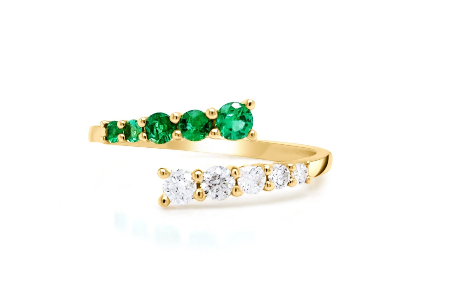 Ring 14k Yellow Gold Emeralds &amp; Diamonds